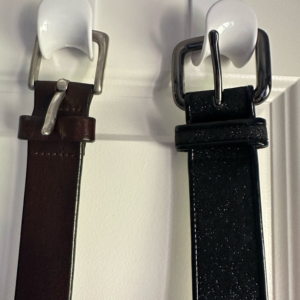 Women’s Black Sparkle and Brown Leather Belts